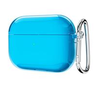 Svanove for Airpods Pro Case Clear Hard Plastic, Transparent Simple Cute Airpods Pro 1st Generation Case with Keychain, Y2k Aesthetic Trendy Airpods Cover Accessories for Women Girl, Neon Teal