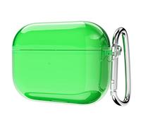 Svanove for Airpods Pro Case Clear Hard Plastic, Transparent Simple Cute Airpods Pro 1st Generation Case with Keychain, Y2k Aesthetic Trendy Airpods Cover Accessories for Women Girl, Neon Green
