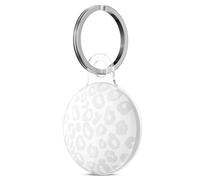 Svanove for Airtag Holder Case Cheetah Print, Leopard Pattern Airtag Keychain, Luxury Trendy Air tag Accessories, Cute Girly Aesthetic Design Itag Key Ring Cover for Women Girl Kids, White