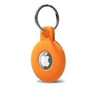 Svanove for Airtag Keychain Airtag Holder Key Ring, Siliocne Airtag Case Air Tag Cover, Cute Airtag Accessories for Kid, Luggage, Cat Dog Collar, Car, Compatible with Apple Airtag 2021, Neon Orange