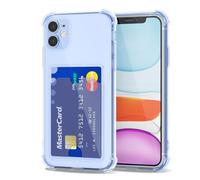 Svanove for iPhone 11 Case Wallet Clear, Card Holder Case with Credit Card Slot, Thin Slim Transparent Silicone Grip Soft Rubber Protective Shockproof Airbag Bumper for Women, Light Blue