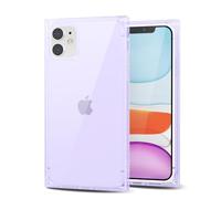 Svanove for iPhone 11 Clear Case Square Rectangle Edge, Aesthetic Trendy Girly Transparent Silicone Rubber Phone Case for Women, Thin Slim TPU Bumper Protective Cover, Purple Lilac Lavender