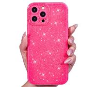 Svanove for iPhone 11 Pro Phone Case Glitter Sparkly, Girly Cute Bling Glittery Sparkle, Shiny Shimmer Glossy Jelly Bright Silicone Thin Slim Case for Women & Hard Camera Cover, Neon Hot Pink
