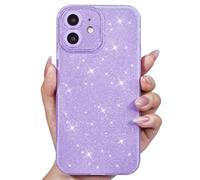 Svanove for iPhone 12 Mini Case Glitter, Sparkly Girly Cute Bling Sparkle Shiny Shimmer Bright Phone Case for Women, Glittery Thin Slim Jelly Soft Silicone Rubber Gel Plastic Cover, Purple Lavender