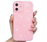 Svanove for iPhone 12 Mini Case Glitter, Sparkly Girly Cute Bling Sparkle Shiny Shimmer Bright Phone Case for Women Girls, Glittery Thin Slim Jelly Soft Silicone Rubber Gel Plastic Cover, Light Pink