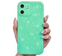 Svanove for iPhone 12 Mini Case Glitter, Sparkly Girly Cute Bling Sparkle Shiny Shimmer Bright Phone Case for Women Girls, Glittery Thin Slim Jelly Soft Silicone Rubber Gel Plastic Cover, Mint Green