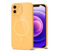 Svanove for iPhone 12 Mini Phone Case Silicone Magnetic, Compatible with Magsafe Case Cute for Women, Girly Glossy Jelly Rubber Thin Slim Hard Plastic Mag Safe & Camera Cover Protection, Yellow