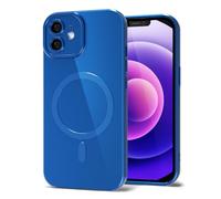 Svanove for iPhone 12 Mini Phone Case Silicone Magnetic, Compatible with Magsafe Case Cute for Women, Girly Bright Color Glossy Jelly Thin Slim Hard Mag Safe Rubber & Camera Cover, Neon Blue