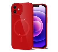 Svanove for iPhone 12 Mini Phone Case Silicone Magnetic, Compatible with Magsafe Case Cute for Women, Girly Glossy Jelly Rubber Thin Slim Hard Plastic Mag Safe & Camera Cover Protection, Red Wine