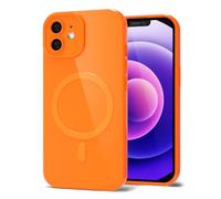 Svanove for iPhone 12 Mini Phone Case Silicone Magnetic, Compatible with Magsafe Case Cute for Women, Girly Bright Color Glossy Jelly Thin Slim Hard Mag Safe Rubber & Camera Cover, Neon Orange