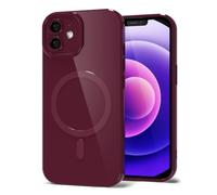 Svanove for iPhone 12 Mini Phone Case Silicone Magnetic, Compatible with Magsafe Case Cute for Women, Girly Glossy Jelly Thin Slim Hard Plastic Mag Safe & Camera Cover Protection, Burgundy Maroon