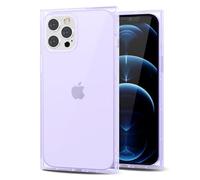 Svanove for iPhone 12 Pro Max Clear Case Square Rectangle Edge, Aesthetic Trendy Girly Transparent Silicone Rubber Phone Case for Women, Thin Slim TPU Bumper Protective Cover, Purple Lilac Lavender
