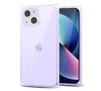 Svanove for iPhone 13 Clear Case Square Rectangle Edge, Aesthetic Trendy Girly Transparent Silicone Rubber Phone Case for Women, Thin Slim TPU Bumper Protective Cover, Purple Lilac Lavender