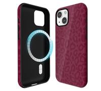 Svanove for iPhone 13/ iPhone 14 Case Cheetah Print, Compatible with Magsafe Magnetic Leopard Phone Case, Girly Cute Trendy Retro Animal Print Aesthetic Design Hard Shell Case for Women, Burgundy