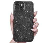 Svanove for iPhone 13 Mini Case Glitter, Sparkly Girly Cute Bling Sparkle Shiny Shimmer Bright Phone Case for Women Girls, Glittery Thin Slim Jelly Soft Silicone Rubber Gel Plastic Cover, Black