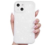 Svanove for iPhone 13 Mini Case Glitter, Sparkly Girly Cute Bling Sparkle Shiny Shimmer Bright Phone Case for Women Girls, Glittery Thin Slim Jelly Soft Silicone Rubber Gel Plastic Cover, White