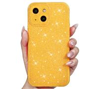 Svanove for iPhone 13 Mini Case Glitter, Sparkly Girly Cute Bling Sparkle Shiny Shimmer Bright Phone Case for Women Girls, Glittery Thin Slim Jelly Soft Silicone Rubber Gel Plastic Cover, Yellow