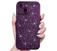 Svanove for iPhone 13 Mini Case Glitter, Sparkly Girly Cute Bling Sparkle Shiny Shimmer Bright Phone Case for Women Girls, Glittery Thin Slim Jelly Soft Silicone Rubber Gel Plastic Cover, Dark Purple