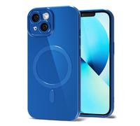 Svanove for iPhone 13 Mini Phone Case Silicone Magnetic, Compatible with Magsafe Case Cute for Women, Girly Bright Color Glossy Jelly Thin Slim Hard Mag Safe Rubber & Camera Cover, Neon Blue