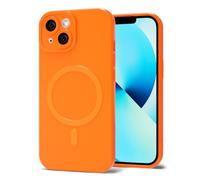 Svanove for iPhone 13 Mini Phone Case Silicone Magnetic, Compatible with Magsafe Case Cute for Women, Girly Bright Color Glossy Jelly Thin Slim Hard Mag Safe Rubber & Camera Cover, Neon Orange