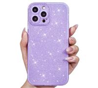 Svanove for iPhone 13 Pro Case Glitter, Sparkly Girly Cute Bling Sparkle Shiny Shimmer Bright Phone Case for Women, Glittery Thin Slim Jelly Soft Silicone Rubber Gel Plastic Cover, Purple Lavender