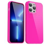 Svanove for iPhone 13 Pro Max Case Silicone, Slim Thin Glossy Plain Plastic 13 Pro Max Phone Case for Women, Girly Fluorescent Bright Soft Rubber Gel Jelly Cute Flexible Cover, Neon Hot Pink