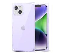 Svanove for iPhone 14 Clear Case Square Rectangle Edge, Aesthetic Trendy Girly Transparent Silicone Rubber Phone Case for Women, Thin Slim TPU Bumper Protective Cover, Purple Lilac Lavender