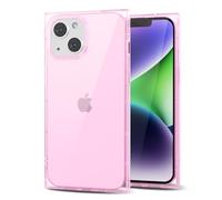 Svanove for iPhone 14 Clear Case Square Rectangle Edge, Aesthetic Trendy Girly Transparent Silicone Rubber Phone Case for Women, Thin Slim TPU Bumper Protective Cover, Light Pink