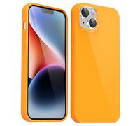 Svanove for iPhone 14 Plus Case Silicone, Glossy Soft Rubber Gel Jelly Cute Protective Plastic Simple Plain Phone Case Cover for Women Girl, Slim Thin Flexible Shockproof TPU, Neon Orange