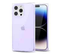 Svanove for iPhone 14 Pro Clear Case Square Rectangle Edge, Aesthetic Trendy Girly Transparent Silicone Rubber Phone Case for Women, Thin Slim TPU Bumper Protective Cover, Purple Lilac Lavender