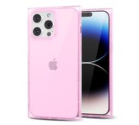 Svanove for iPhone 14 Pro Clear Case Square Rectangle Edge, Aesthetic Trendy Girly Transparent Silicone Rubber Phone Case for Women, Thin Slim TPU Bumper Protective Cover, Light Pink