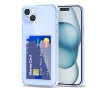 Svanove for iPhone 15 Case Wallet Clear, Card Holder Case with Credit Card Slot, Thin Slim Transparent Silicone Grip Soft Rubber Protective Shockproof Airbag Bumper for Women, Light Blue