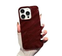 Svanove for iPhone 15 Pro Case Curly Wavy Water Ripple Pattern Shape, Aesthetic Cute Wave Glossy Protective Phone Case Cover Design for Women Girls, Slim Thin Soft Flexible TPU, Burgundy Wine