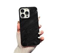 Svanove for iPhone 15 Pro Max Case Curly Wavy Water Ripple Pattern Shape, Aesthetic Cute Wave Glossy Protective Phone Case Cover Design for Women Girls, Slim Thin Soft Flexible Shockproof TPU, Black