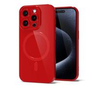 Svanove for iPhone 15 Pro Phone Case Silicone Magnetic, Compatible with Magsafe Case Cute for Women, Girly Glossy Jelly Rubber Thin Slim Hard Plastic Mag Safe & Camera Cover Protection, Red Wine