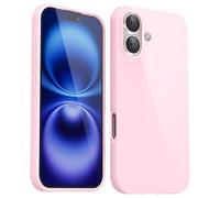 Svanove for iPhone 16 Case Silicone, Glossy Soft Rubber Gel Jelly Cute Protective Plastic Simple Plain Phone Case Cover for Women Girl, Slim Thin Flexible Shockproof TPU, Pink