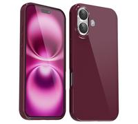 Svanove for iPhone 16 Plus Case Silicone, Glossy Soft Rubber Gel Jelly Cute Protective Plastic Simple Plain Phone Case Cover for Women Girl, Slim Thin Flexible Shockproof TPU, Burgundy Wine