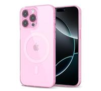 Svanove for iPhone 16 Pro Case Clear Compatible with Magsafe, Transparent Magnetic Magnet Mag Case, Cute Slim Thin Silicone Grip & Shockproof Camera Cover Drop Protection Bumper, Light Pink