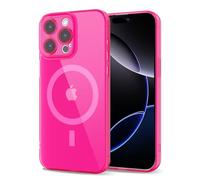 Svanove for iPhone 16 Pro Max Case Clear Compatible with Magsafe, Fluorescent Transparent Magnetic Magnet Mag Case, Slim Thin Bright Silicone Grip & Shockproof Bumper Camera Cover, Neon Hot Pink