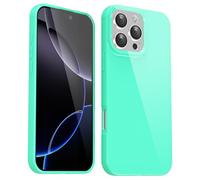 Svanove for iPhone 16 Pro Max Case Silicone, Glossy Soft Rubber Gel Jelly Cute Protective Plastic Simple Plain Phone Case Cover for Women Girl, Slim Thin Flexible Shockproof TPU, Mint Green