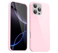 Svanove for iPhone 16 Pro Max Case Silicone, Glossy Soft Rubber Gel Jelly Cute Protective Plastic Simple Plain Phone Case Cover for Women Girl, Slim Thin Flexible Shockproof TPU, Pink