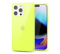 Svanove for iPhone 16 Pro Max Clear Case Square Rectangle Edge, Transparent Aesthetic Trendy Girly Neon Bright Silicone Rubber Phone Case for Women, Thin Slim TPU Bumper Protective Cover, Neon Green