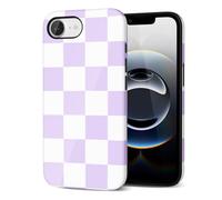 Svanove for iPhone 16e Case Checkered Checkered Pattern, Colorful Checkerboard Design Cute for Women Girl, Purple