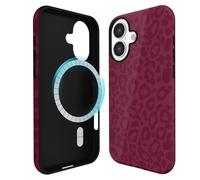 Svanove for iPhone 17 Case Cheetah Print, Compatible with Magsafe Magnetic Leopard Phone Case, Girly Cute Trendy Retro Animal Print Aesthetic Design Hard Shell Case for Women, Burgundy