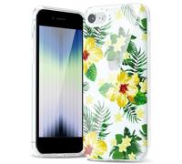 Svanove for iPhone SE 2022/2020 2nd/ 3rd Generation Case/iPhone 7/8 Case Flower, Girly Cute Clear Floral Aesthetic Design, Slim Thin Hard Shell Case for Women, Trendy Pattern, Yellow Hibiscus