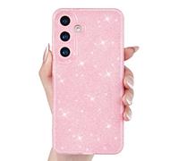 Svanove for Samsung Galaxy S21 FE Phone Case Glitter Sparkly, Girly Cute Bling Glittery Sparkle, Shiny Shimmer Glossy Jelly Bright Silicone Thin Slim Case for Women & Camera Cover, Light Pink