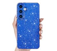 Svanove for Samsung Galaxy S21 FE Phone Case Glitter Sparkly, Girly Cute Bling Glittery Sparkle, Shiny Shimmer Glossy Jelly Bright Silicone Thin Slim Case for Women Aesthetic & Camera Cover, Neon Blue