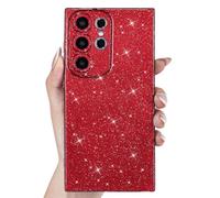 Svanove for Samsung Galaxy S21 Ultra Phone Case Glitter Sparkly, Girly Cute Bling Glittery Sparkle, Shiny Shimmer Glossy Jelly Bright Silicone Thin Slim Case for Women & Camera Cover, Red Wine