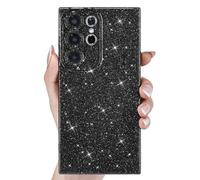 Svanove for Samsung Galaxy S21 Ultra Phone Case Glitter Sparkly, Girly Cute Bling Glittery Sparkle, Shiny Shimmer Glossy Jelly Bright Silicone Thin Slim Case for Women Aesthetic & Camera Cover, Black