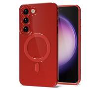 Svanove for Samsung Galaxy S23 Phone Case Silicone Magnetic, Compatible with Magsafe Case Cute for Women, Girly Glossy Jelly Rubber Thin Slim Hard Plastic Mag Safe & Camera Cover Protection, Red Wine